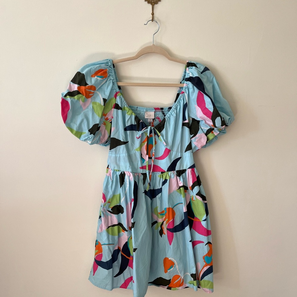 Colorful Puff Sleeve Dress